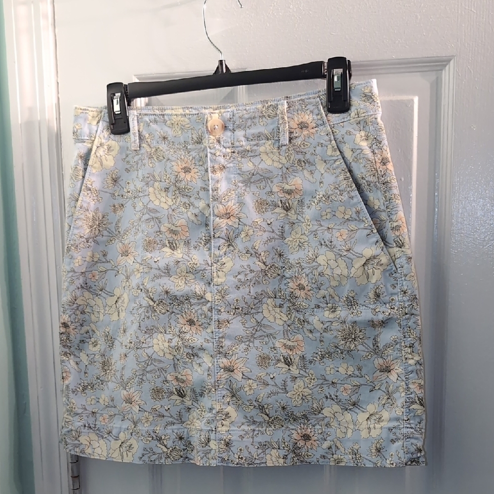 LOFT Light Blue Floral Mini Skirt
